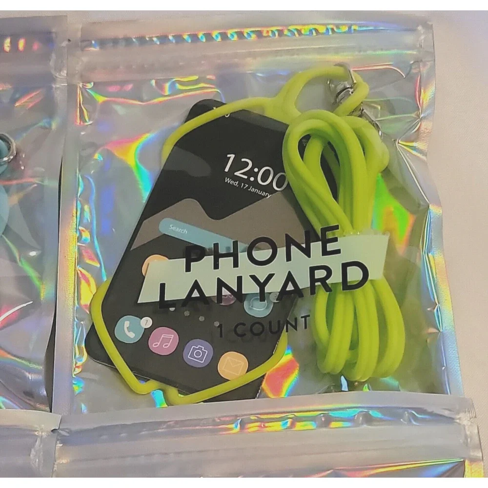 Set of 4 Universal Cell Phone Lanyard Silicone Blue, Black, Green, Tangerine
